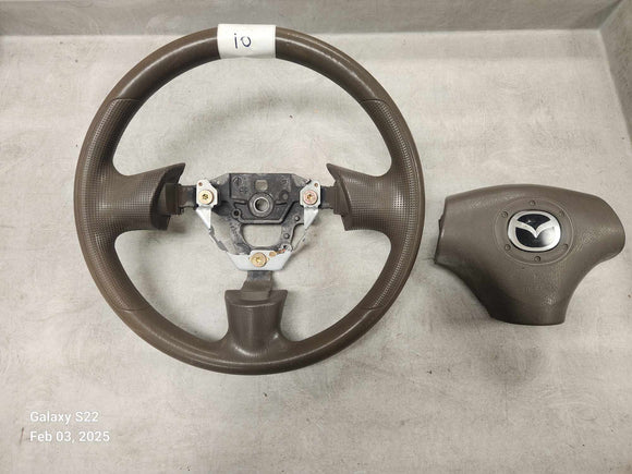 2001-2003 Mazda Protege Steering Wheel with Airbag Brown/Tan #10
