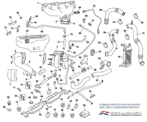 2003 Mazdaspeed Protege Turbo Coolant Water Feed Pipe Assembly #18